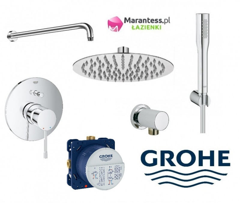 Grohe Essence New Smartbox zestaw podtynkowy kompletny z deszczownicą Hydroland Ultraslim 30x30 cm 24058001NAT09