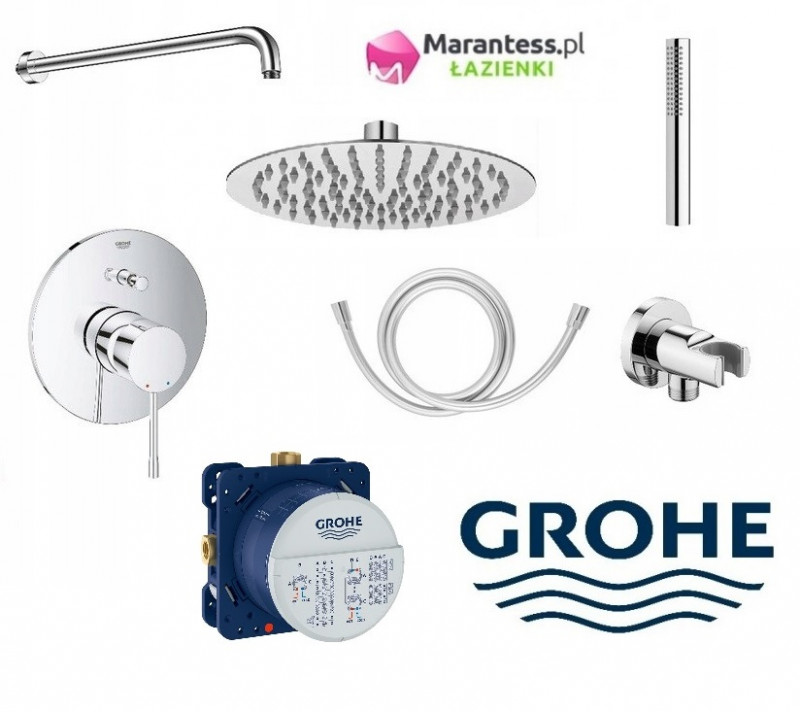 Grohe Essence New Smartbox zestaw podtynkowy kompletny z deszczownicą Hydroland Ultraslim 20x20 cm 24058001NAT10