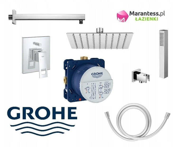 Grohe EuroCube Smartbox zestaw podtynkowy z deszczownicą Hydroland 25x25 cm i słuchawką kompletny 24062000NAT08