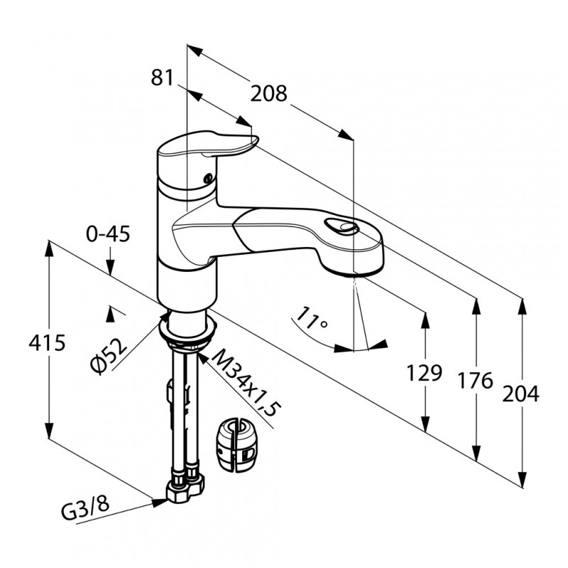 Kludi Objekta bateria kuchenna z obrotową wyciąganą wylewką chrom 325810575