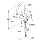 Kludi Bingo Star XS bateria kuchenna z wyciąganą obrotową wylewką chrom 468510578