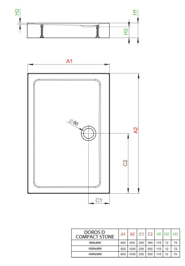 Radaway Doros D Compact Stone brodzik prostokątny płaski 100x80 biały SDRD1080-05-04S