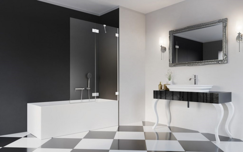 Radaway Essenza Pro White PND II parawan nawannowy dwuczęściowy 140 cm prawy biały przeźroczyste Easy Clean 10102140-04-01R