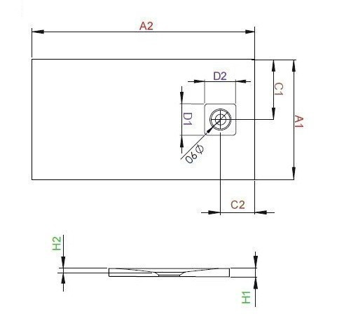 Radaway Kyntos F Stone brodzik prostokątny płaski 180x90 cm konglomerat efekt kamienia cemento HKF18090-74