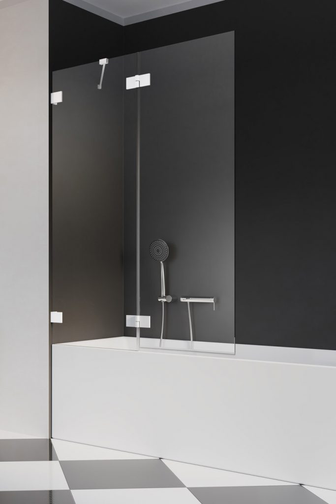 Radaway Essenza Pro White PND II parawan nawannowy dwuczęściowy 110 cm lewy biały przeźroczyste Easy Clean 10102110-04-01L