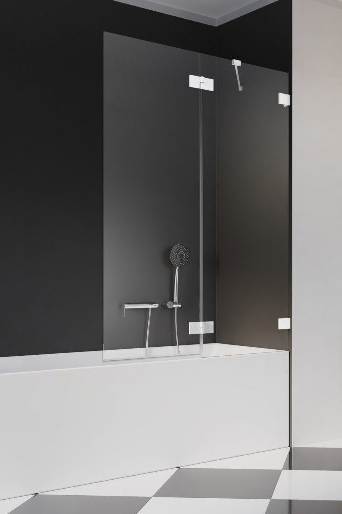 Radaway Essenza Pro White PND II parawan nawannowy dwuczęściowy 100 cm prawy biały przeźroczyste Easy Clean 10102100-04-01R