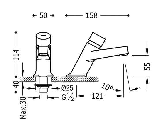Tres Class bateria umywalkowa mieszająca z ogranicznikiem czasowym chrom 012.103.03