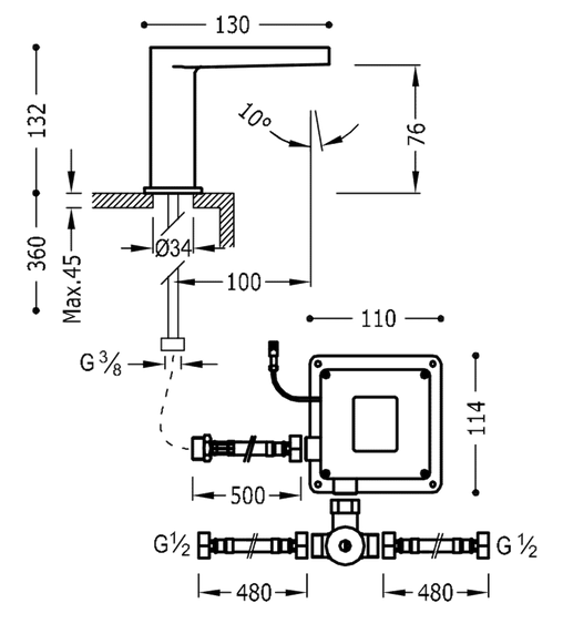 Tres TRESTRONIC elektroniczna bateria umywalkowa chrom 205.603.02
