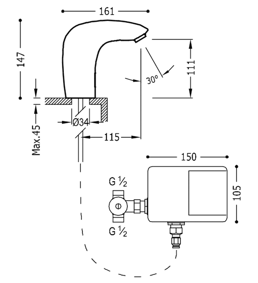 Tres TRESTRONIC elektroniczna bateria umywalkowa chrom 1.92.906.03