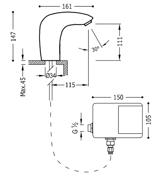 Tres TRESTRONIC elektroniczna bateria umywalkowa chrom 1.92.606.03