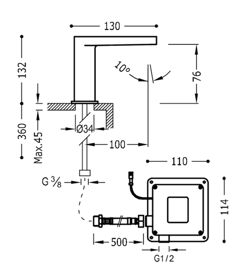 Tres TRESTRONIC elektroniczna bateria umywalkowa chrom 205.603.01