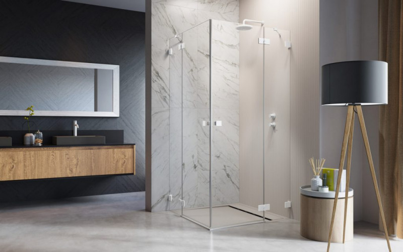 Radaway Essenza Pro White KDD kabina kwadratowa 100x100 drzwi otwierane biały przeźroczyste Easy Clean 10096100-04-01L + 10096100-04-01R