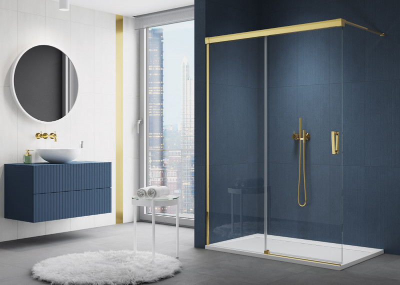 Sanswiss Cadura Gold Line CAW2 drzwi suwane Walk-In 160 cm lewe złoty przeźroczyste Aquaperle CAW2G1601207