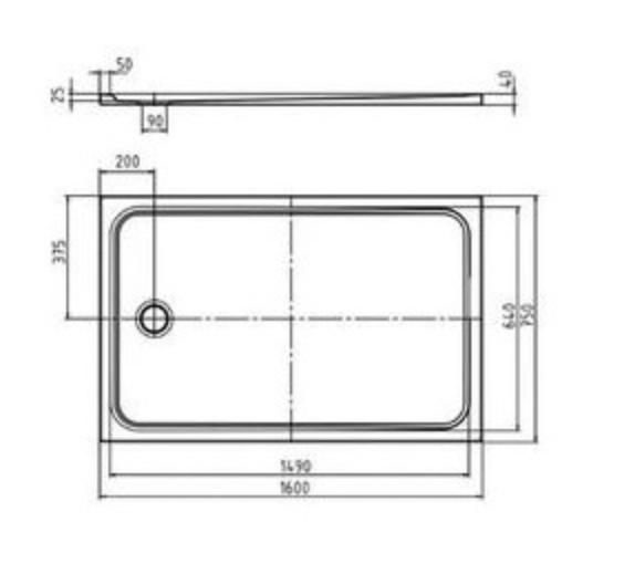 Kaldewei Cayonoplan brodzik prostokątny 160x75 z obniżonym nośnikierm styropianowym model 2275-5 363547980001