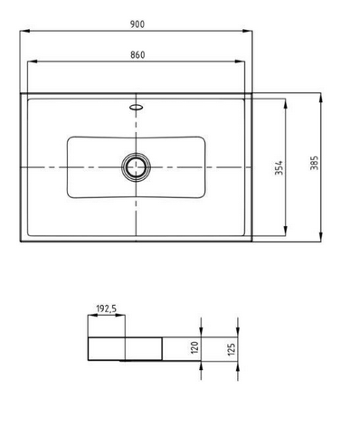 Kaldewei Puro S umywalka nablatowa z przelewem 90x38,5 cm wys. rantu 120mm 3176 909206003001