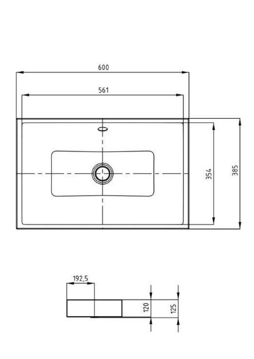 Kaldewei Puro S umywalka nablatowa z przelewem 60x38,5 cm wys. rantu 120mm 3175 909106003001