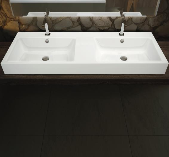 Kaldewei Puro umywalka ścienna podwójna z otworami z przelewem 130x46 cm 3170 906706043001