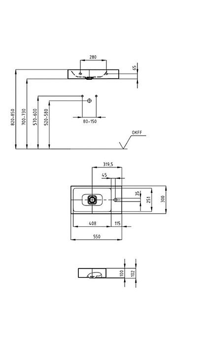Kaldewei Cono umywalka wisząca bez otworu, bez przelewu lewa 55x30 cm 3073 908006433001