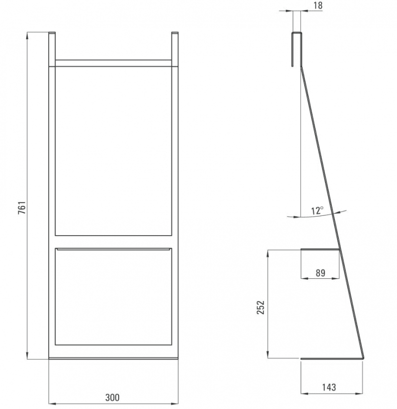Deante Mokko Nero półka wisząca na kabinę stal czarny ADM_N53K