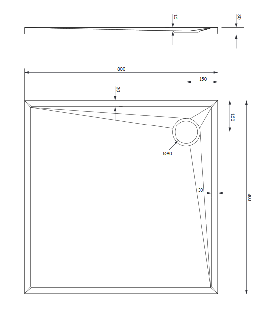Omnires Stone brodzik kwadratowy 80x80 cm kompozyt czarny mat STONE80/KBL