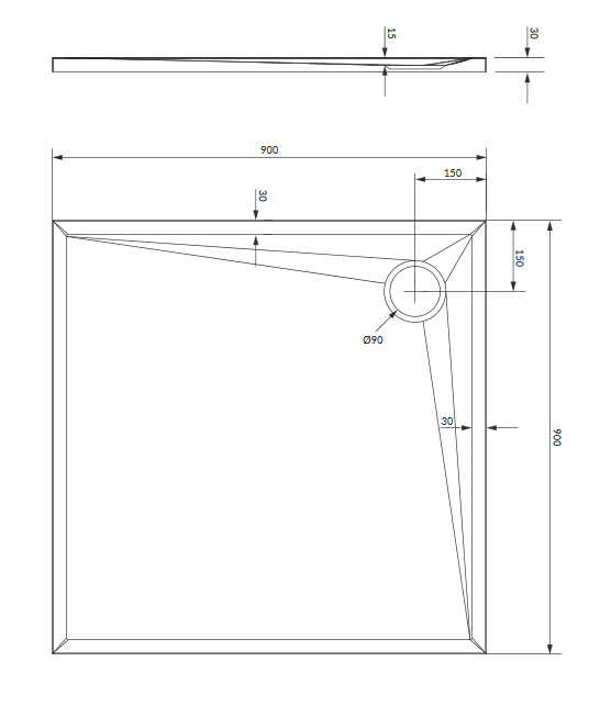 Omnires Stone brodzik kwadratowy 90x90 cm kompozyt czarny mat STONE90/KBL
