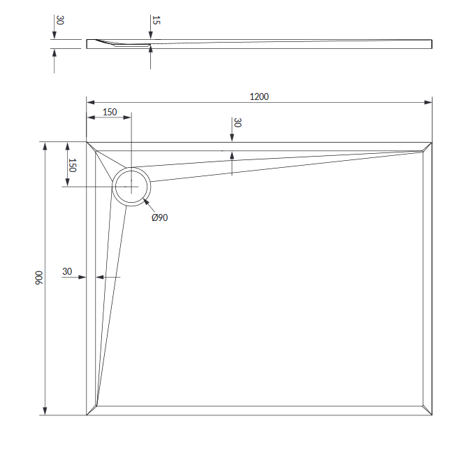 Omnires Stone brodzik prostokątny 120x90 cm kompozyt czarny mat STONE90/120BL