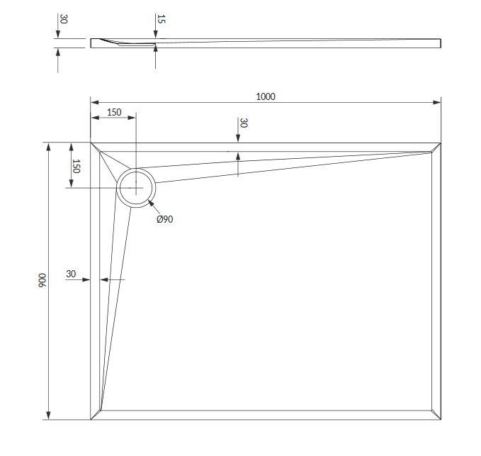 Omnires Stone brodzik prostokątny 100x90 cm kompozyt czarny mat STONE90/100BL