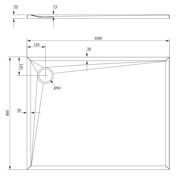 Omnires Stone brodzik prostokątny 100x80 cm kompozyt czarny mat STONE80/100BL