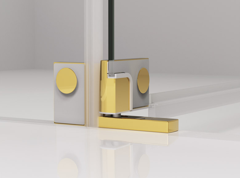 Sanswiss Cadura Gold Line CADUO kabina typu Walk-In z ruchomym skrzydłem 120 cm lewa złoty przeźroczyste Aquaperle CADUOG1201207