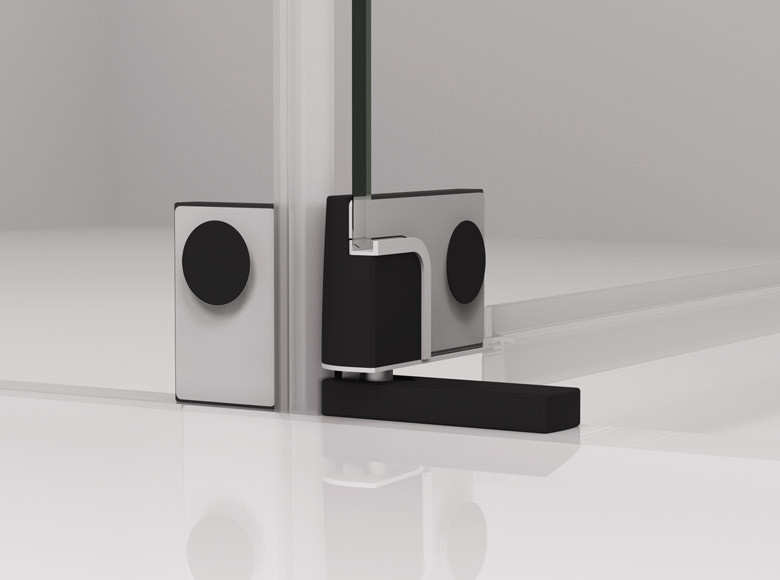 Sanswiss Cadura Black Line CADUO kabina typu Walk-In z ruchomym skrzydłem 140 cm lewa czarny mat przeźroczyste Aquaperle CADUOG1400607