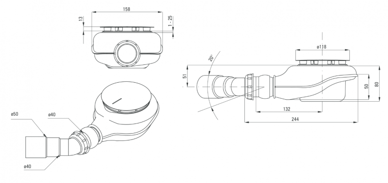 Deante Easy Clean syfon brodzikowy 90 czyszczony od góry NHC029C
