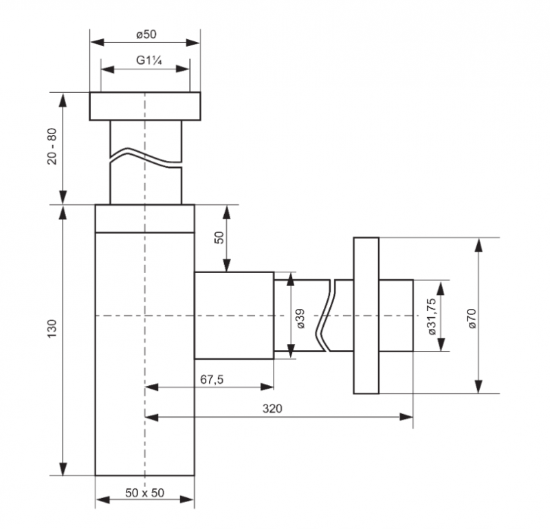 Deante syfon umywalkowy kwadratowy ozdobny chrom połysk NHC032K