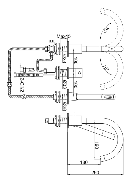 Kohlman Roxin Black bateria wannowa 3-otworowa czarny QB241RB