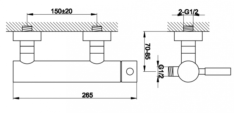 Kohlman Roxin Black bateria prysznicowa ścienna czarny QW120RB