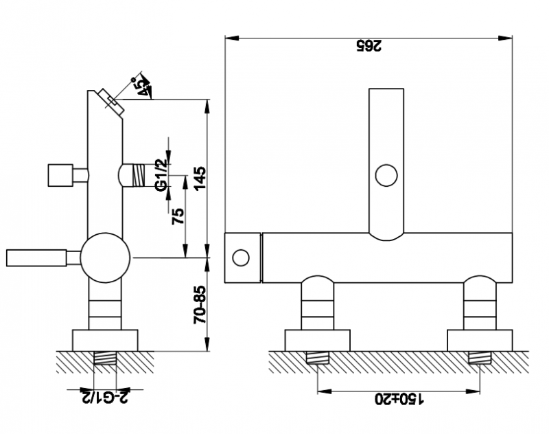 Kohlman Roxin Black bateria wannowa ścienna czarny QW110RB