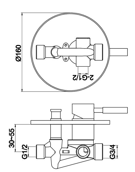 Kohlman Roxin Black bateria wannowo-prysznicowa podtynkowa czarny QW210RB