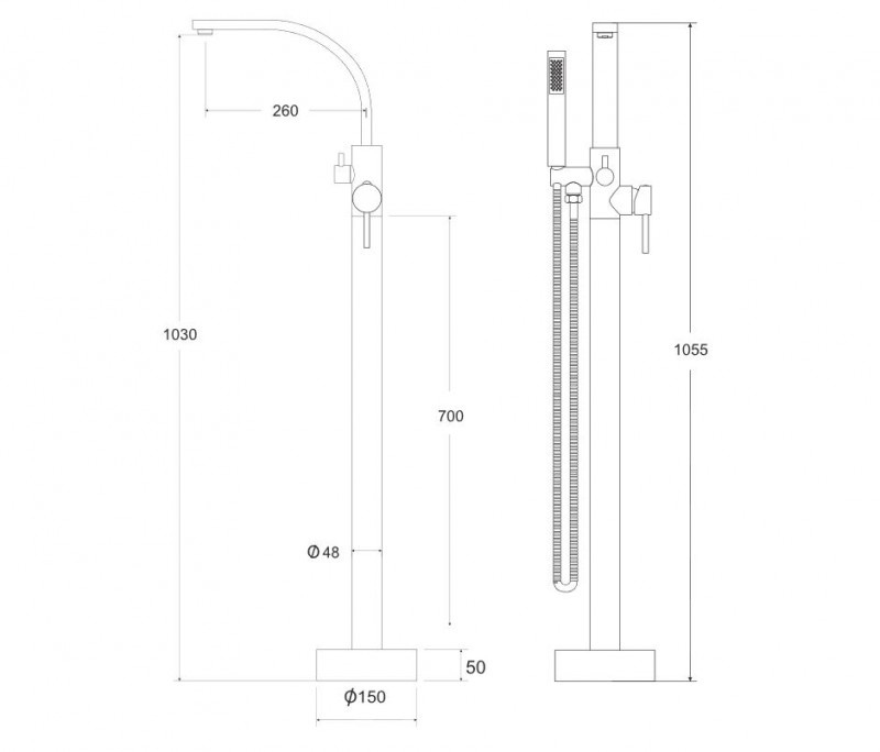 BESCO Decco I bateria wannowa wolnostojąca podłogowa czarny matowy BW-DI-CZ