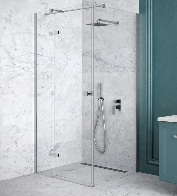 BESCO PIXA kabina kwadratowa 90x90 drzwi lewe otwierane i ścianka chrom PKL-90-195-C