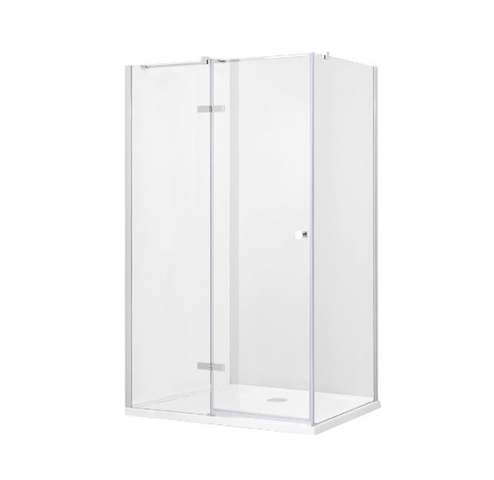 BESCO Pixa Kabina prostokątna 100x80 drzwi lewe otwierane i ścianka chrom PPL-108-195-C