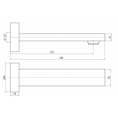 Deante Cascada Nero wylewka wannowa 19,6 cm czarny NAC_N82K