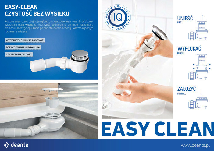 Deante Easy Clean syfon brodzikowy 90 czyszczony od góry NHC029C
