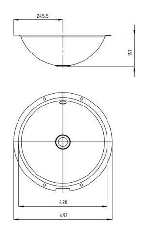 Kaldewei Classic umywalka okrągła podblatowa 42 cm z przelewem 3182 910006003001