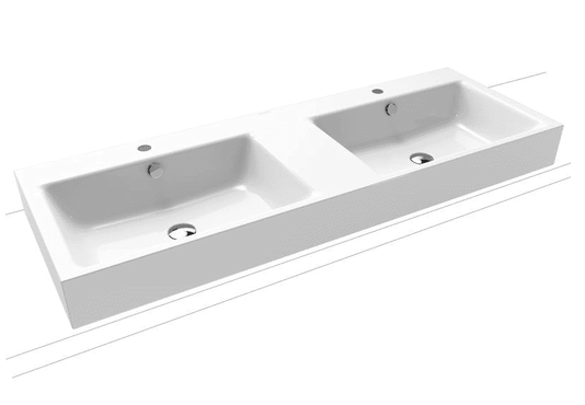 Kaldewei Puro umywalka nablatowa podwójna z 2 otworami z przelewem 130x46 cm wys. rantu 120 mm 3171 907206043001