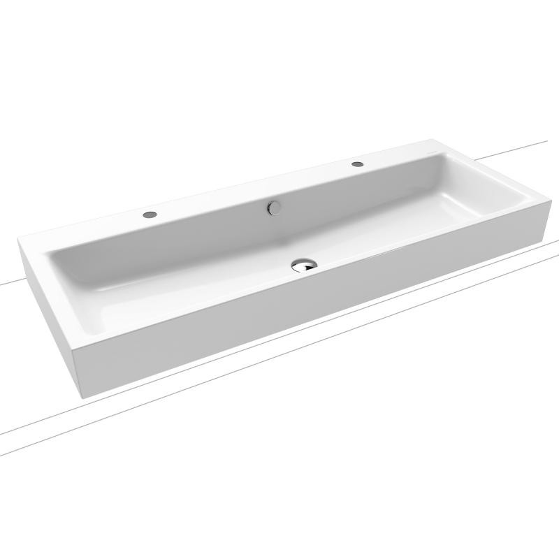 Kaldewei Puro umywalka nablatowa podwójna z 2 otworami z przelewem 120x46 cm wys. rantu 120 mm 3168-D 907006043001