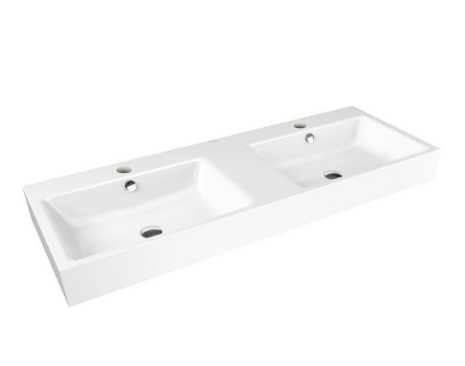 Kaldewei Puro umywalka ścienna podwójna z otworami z przelewem 130x46 cm 3170 906706043001