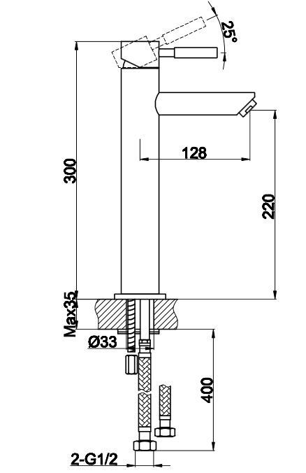Kohlman Roxin Black bateria umywalkowa wysoka czarny QB170RB