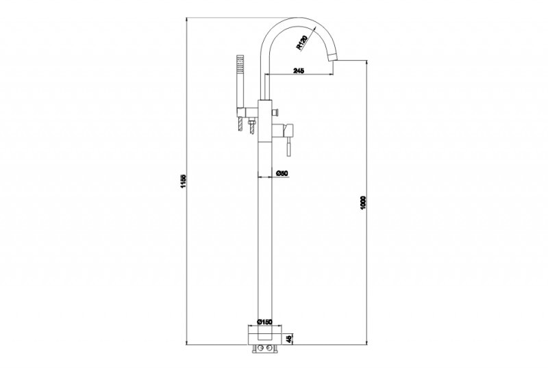 Kohlman Roxin Black bateria wannowa podłogowa czarny QF1165RB