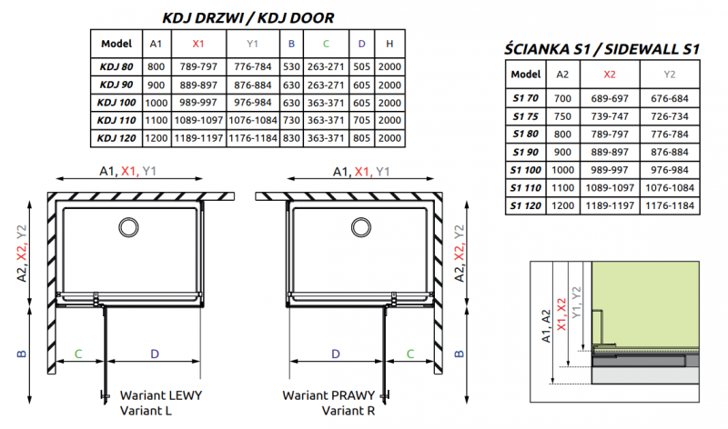 Radaway Essenza Pro White KDJ kabina prostokątna 100x90 drzwi otwierane prawe 100 i ścianka 90 biały przeźroczyste Easy Clean 10097100-04-01R + 10098090-01-01