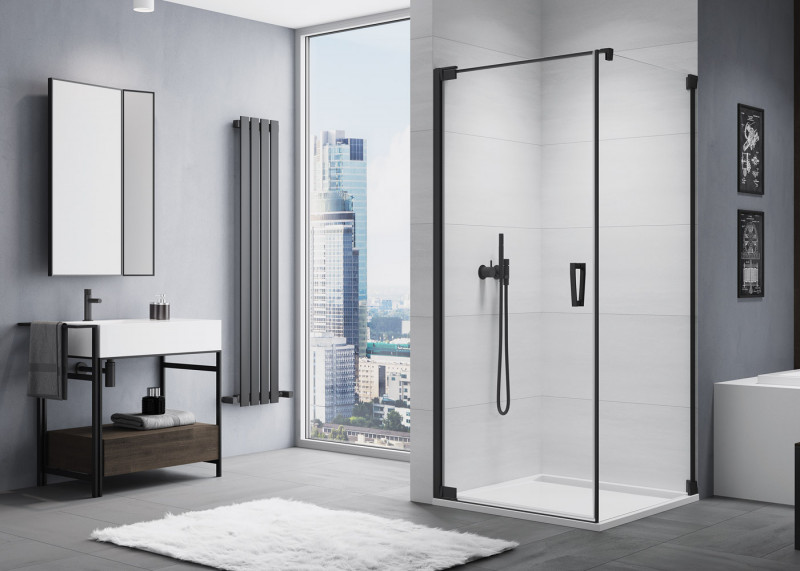 Sanswiss Cadura Black Line CA1C drzwi wahadłowe jednoczęściowe lewe 70 cm do wnęki lub ścianki czarny mat przeźroczyste CA1CG0700607