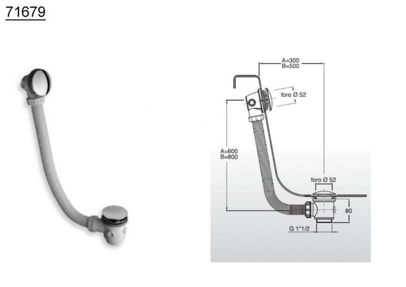 Sapho syfon wannowy klik klak chrom 71679